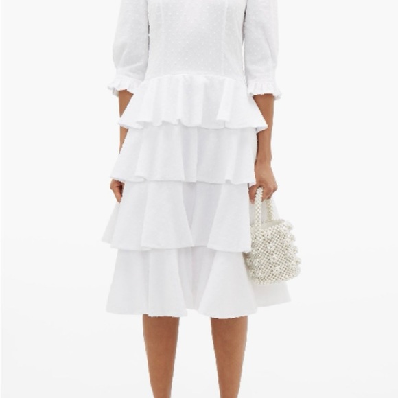 Batsheva Tiered Cotton Swiss Dot Dress - Picture 2 of 7